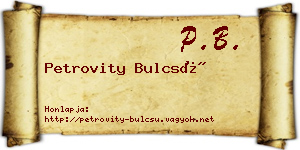 Petrovity Bulcsú névjegykártya